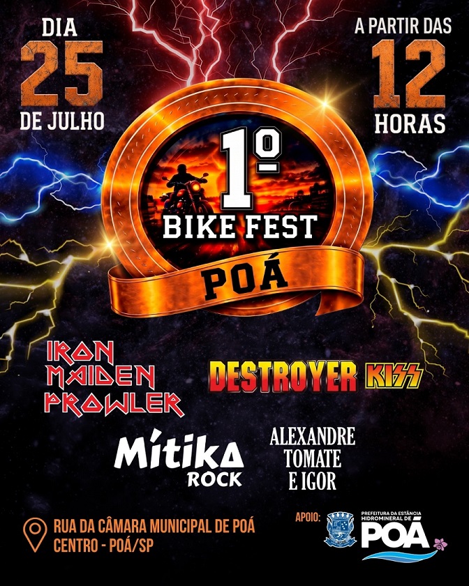 1º Bike Fest Poá acontece neste sábado com shows de rock e encontro de motociclistas