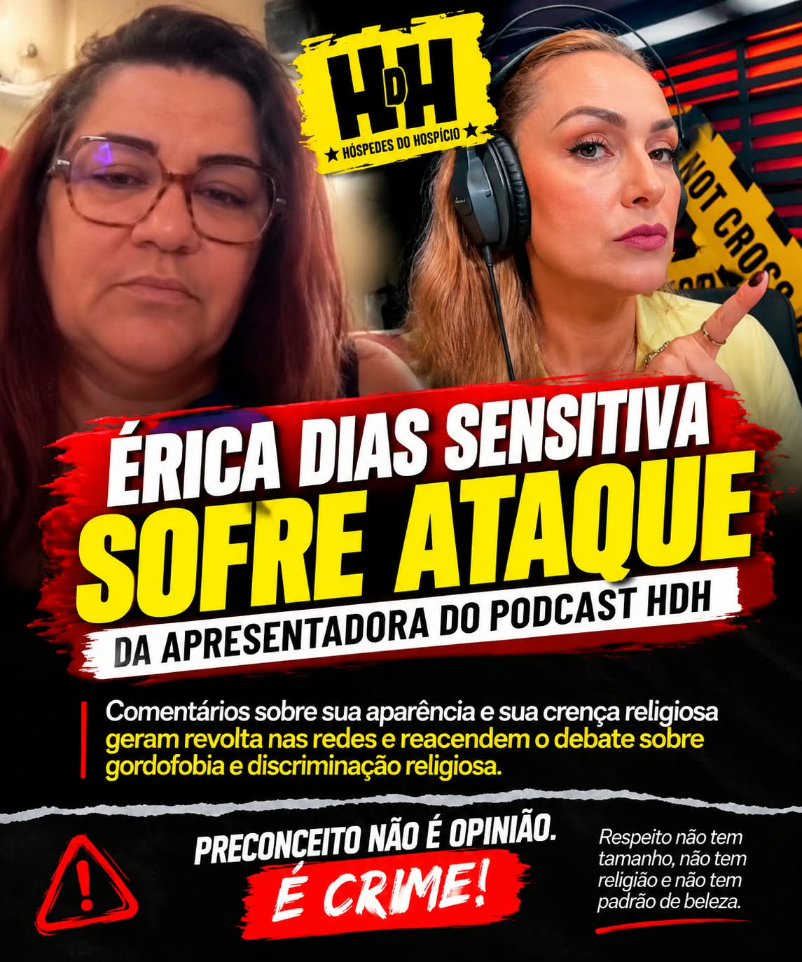 Érica Dias relata ataques à aparência e à crença nas redes sociais