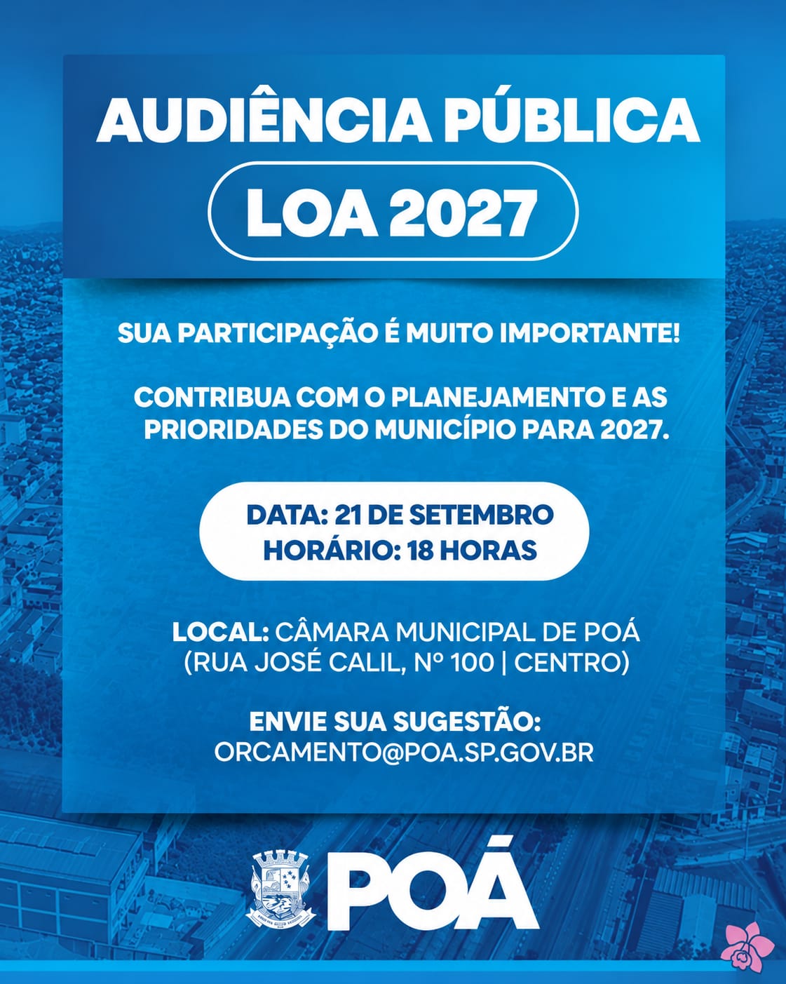 Prefeitura de Poá realiza audiência pública para elaboração da LOA 2027