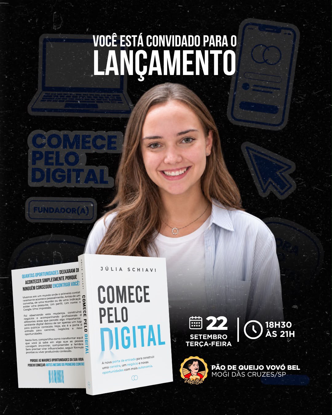 Aos 20 anos, mogiana Júlia Schiavi lança primeiro livro sobre tecnologia e oportunidades no ambiente digital