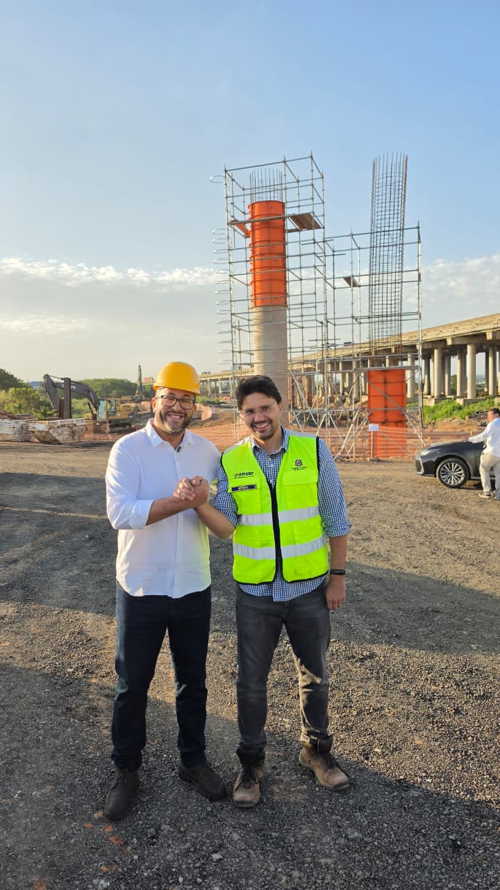 Saulo Souza recebe Rafael Benini para vistoria nas obras do Complexo Viário do Alto Tietê